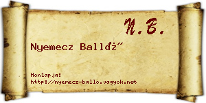 Nyemecz Balló névjegykártya